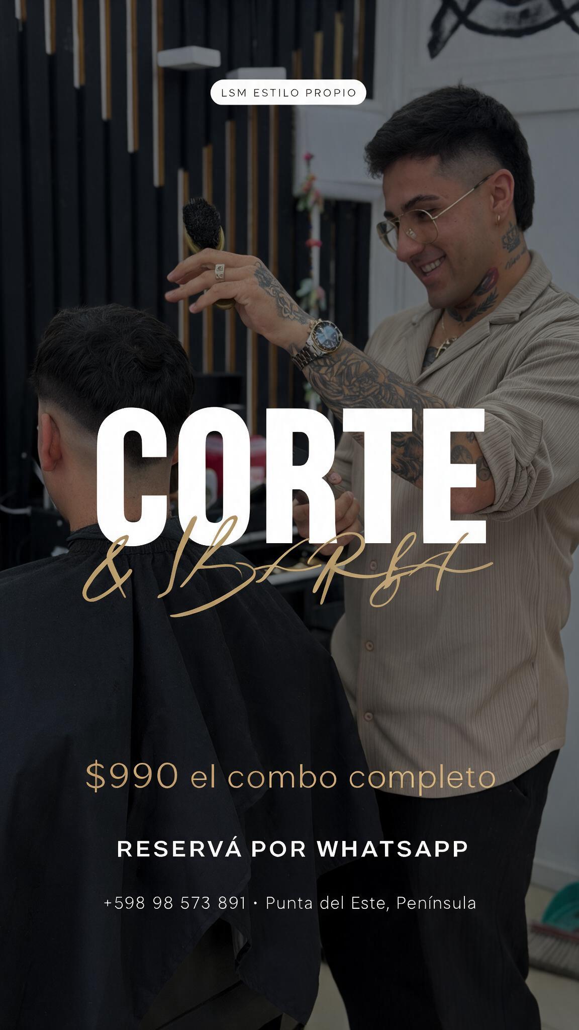 Corte y barba en proceso